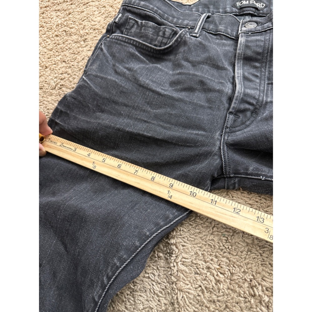 Tom Ford Mens Selvedge Button Fly Denim Jeans Straight Leg Washed Black  34 - Picture 9 of 11